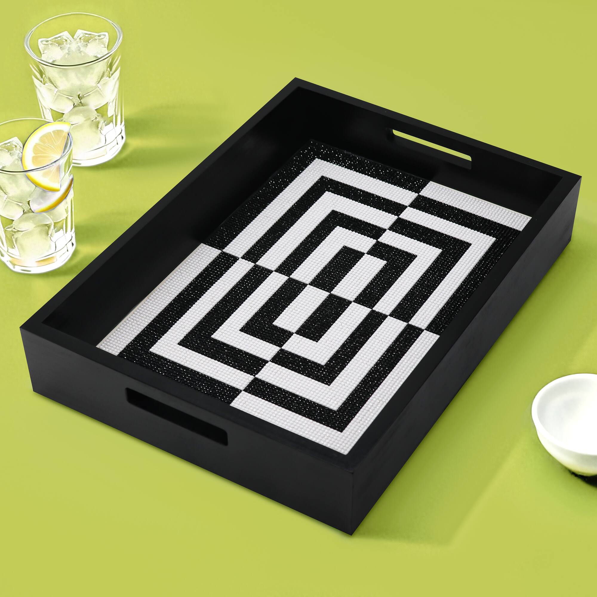 Jonathan Adler x Michaels 10" x 14" Black & White Square Diamond Art Tray Kit